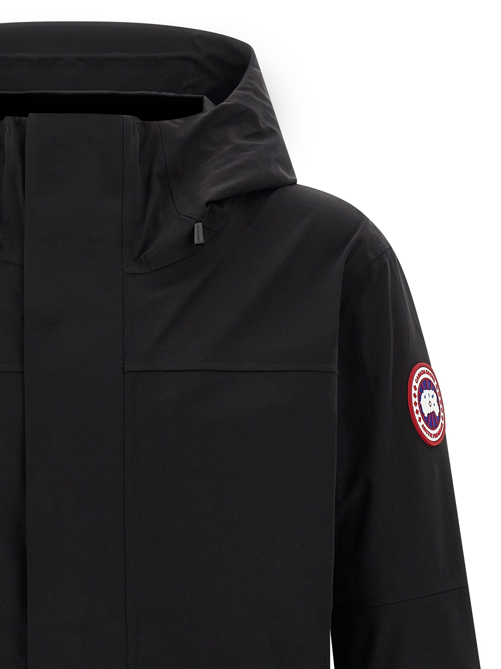 Indulge in the Canada Goose Black Polyamide Shell Jacket, where waterproof elegance meets sophisticated craftsmanship, perfect for those who command luxury and style.