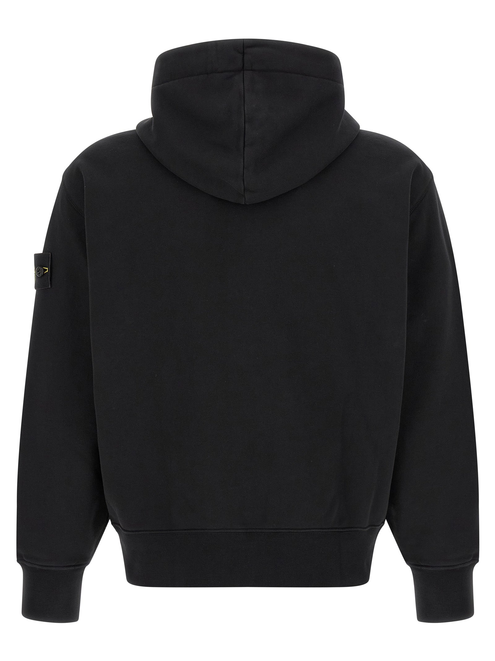 Indulge in the Stone Island Black Cotton Sweatshirt, a pinnacle of sustainable luxury crafted from organic cotton, blending style and comfort for the discerning individual.