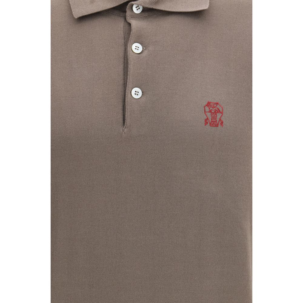 Experience the elegance of Brunello Cucinelli's Brown Cotton Polo Shirt, a testament to refined craftsmanship and timeless luxury, perfect for the discerning individual.