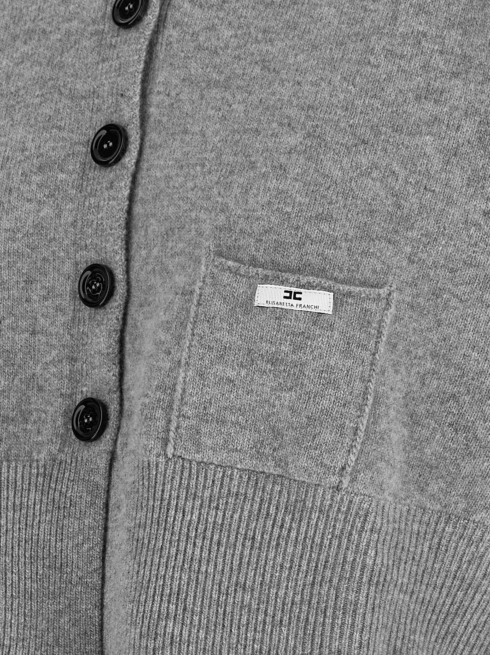 Elisabetta Franchi Gray Wool Cardigan - Timeless Italian Luxury