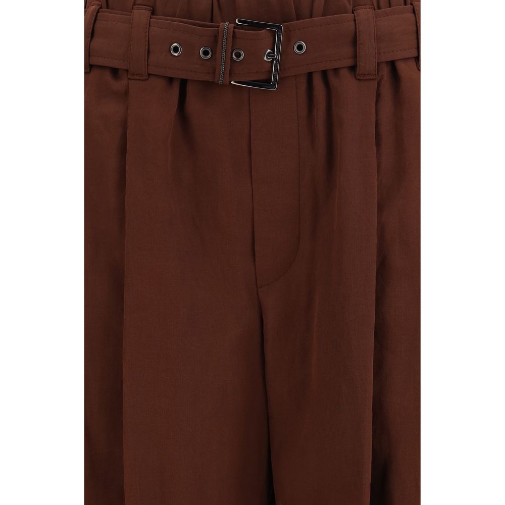 Brunello Cucinelli Brown Cotton Casual Pants - Effortless Luxury Style
