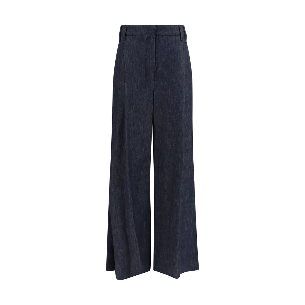 Brunello Cucinelli Denim Effect Wide Pants - Timeless Luxury