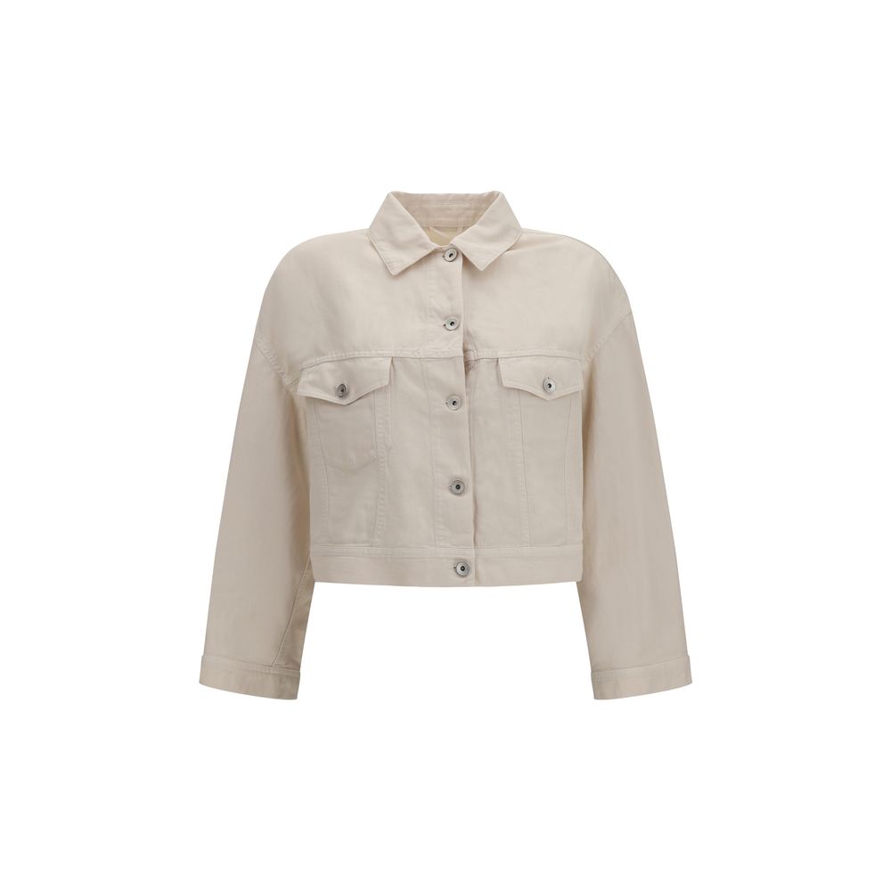 Brunello Cucinelli White Cotton Denim Jacket - Timeless Luxury Elegance