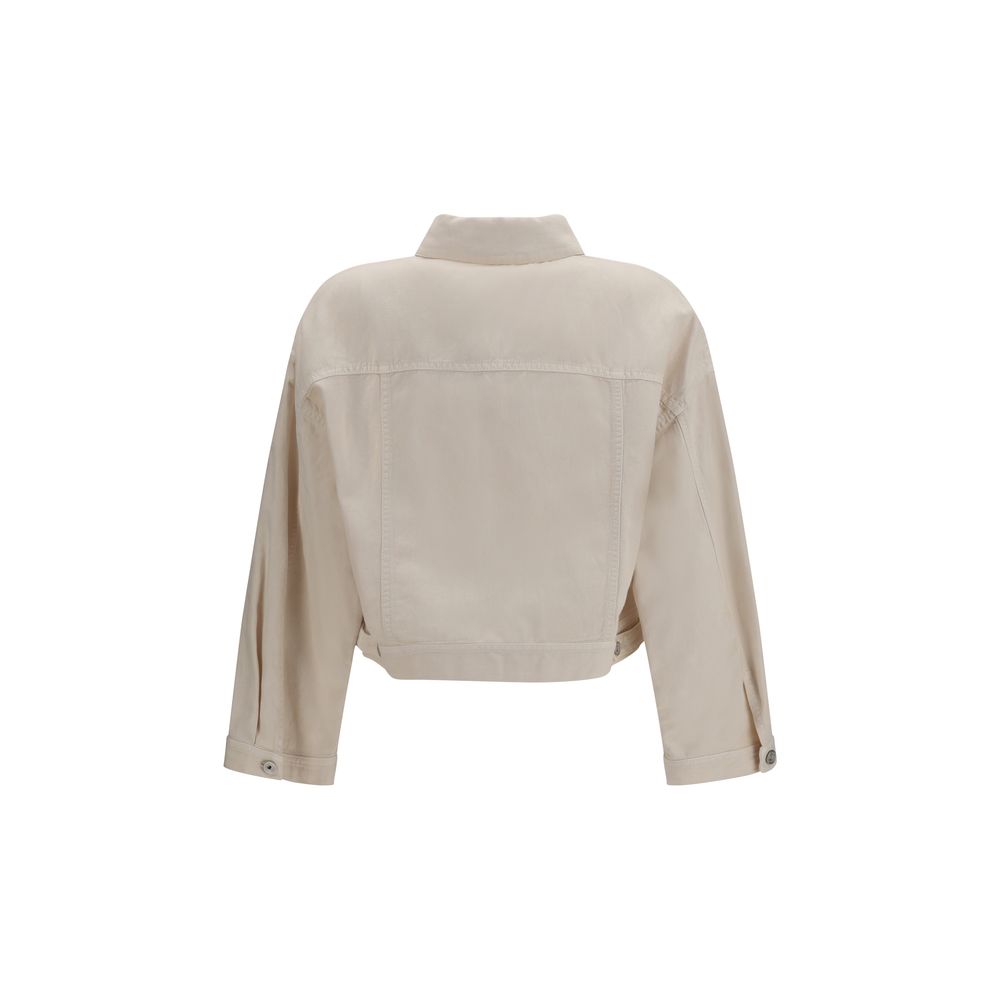Brunello Cucinelli White Cotton Denim Jacket - Timeless Luxury