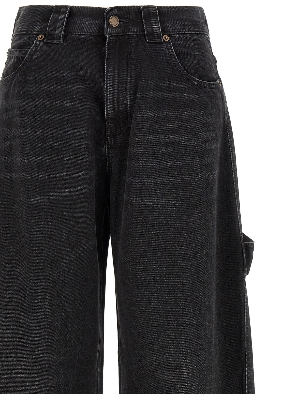 Indulge in the audacious elegance of DARKPARK's Black Cotton Relaxed Fit Jeans, where sculptural volume meets contemporary utility for a timeless, sophisticated allure.