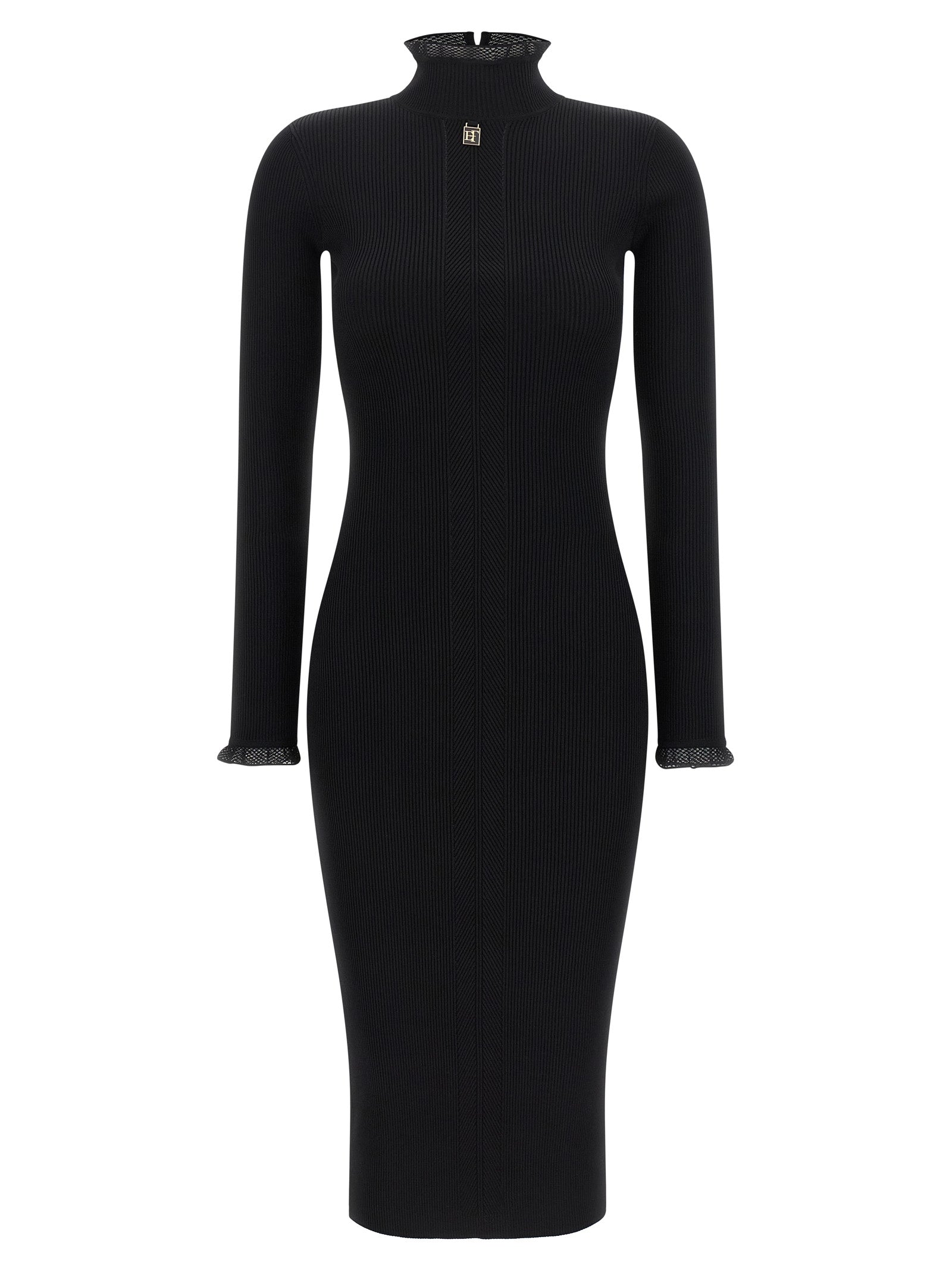 Elisabetta Franchi Black Viscose Midi Dress