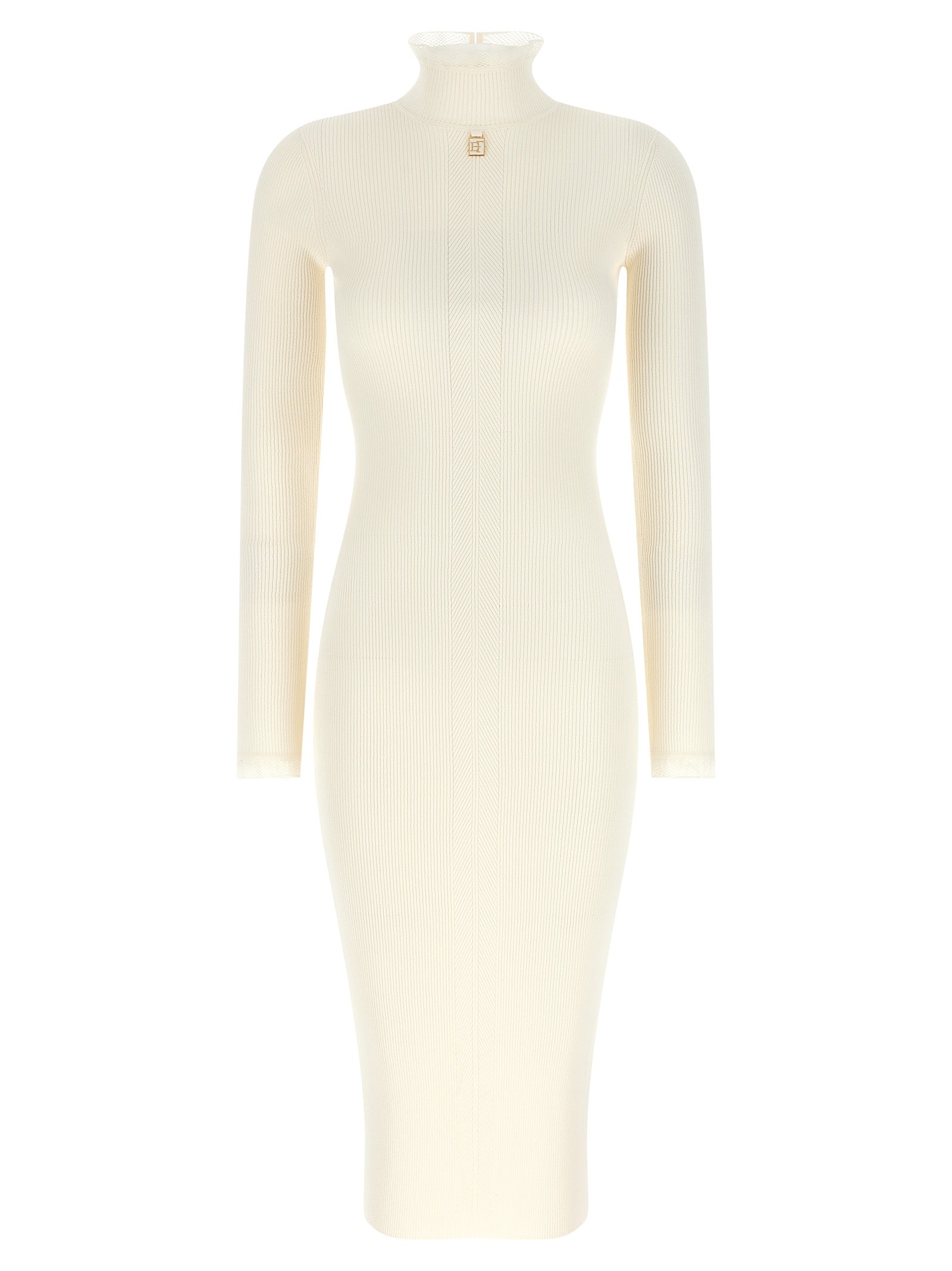Elisabetta Franchi White Viscose Midi Dress