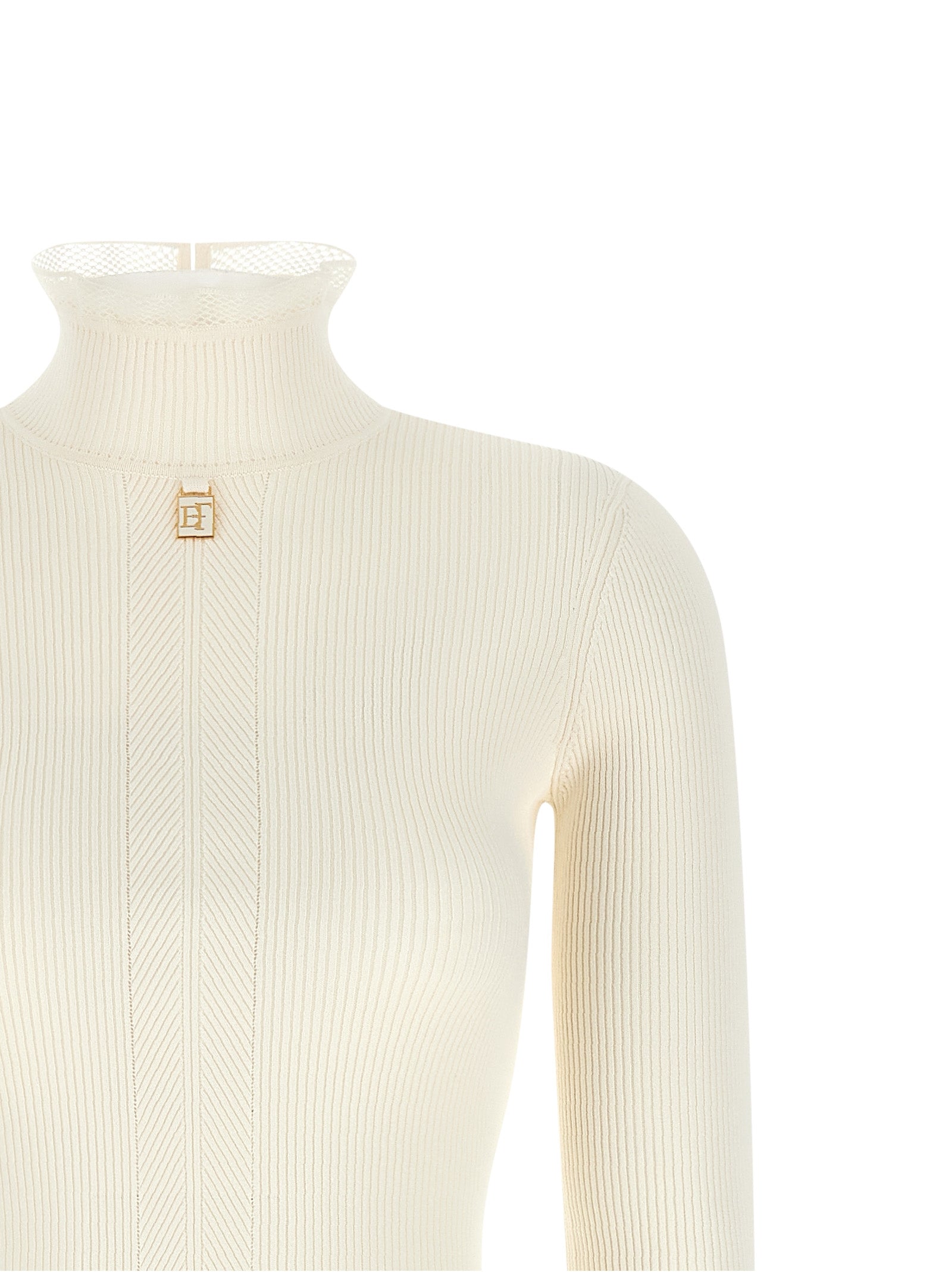 Elisabetta Franchi White Viscose Midi Dress
