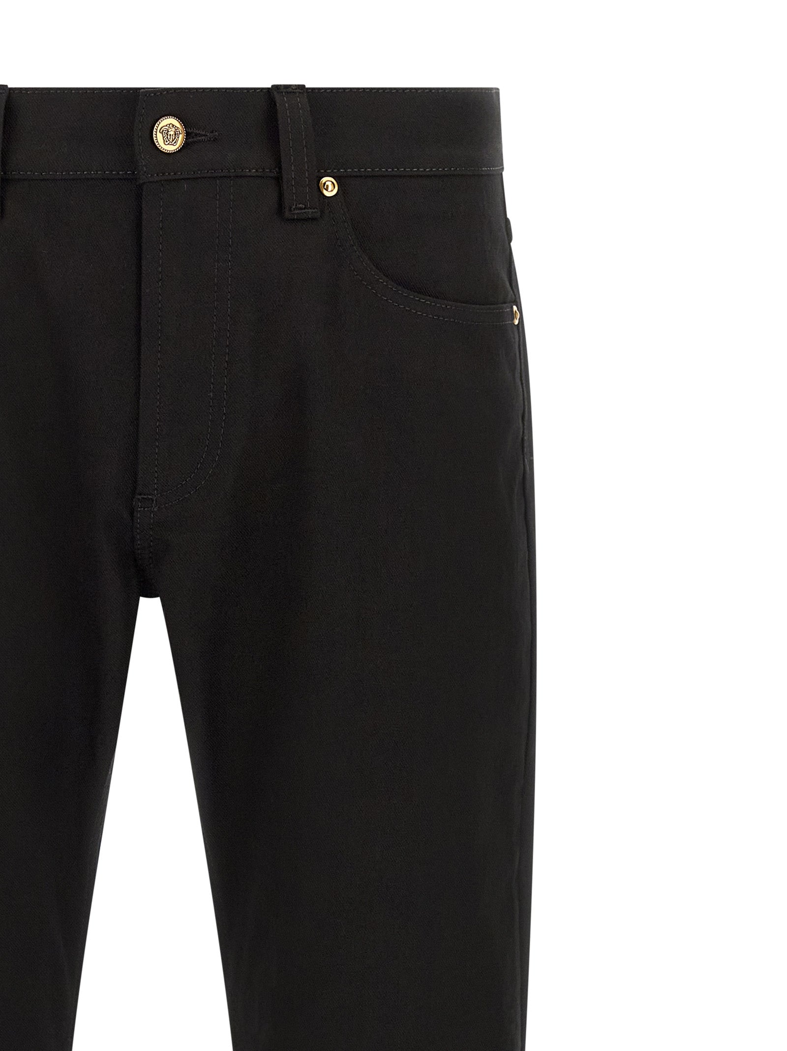 Versace Black Cotton Straight-Leg Jeans