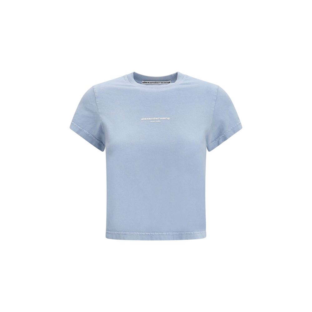 Elevate your wardrobe with the Alexander Wang Blue Cotton T-Shirt, a symbol of modern luxury crafted from pure cotton, embodying contemporary elegance and urban sophistication.