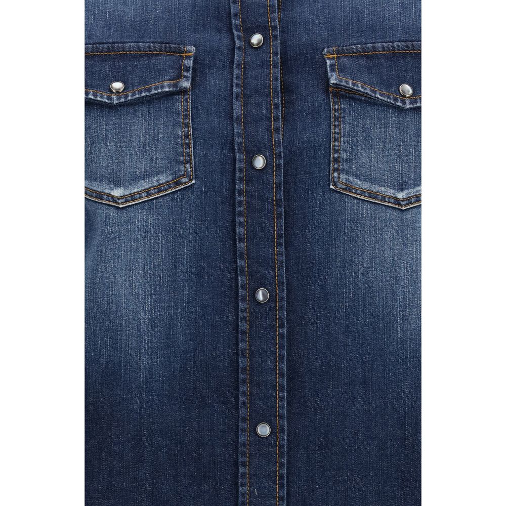 Discover the Jacob Cohen Blue Denim Shirt, a masterpiece of lightweight stonewashed cotton, embodying classic Western elegance and artisanal craftsmanship for the discerning individual.