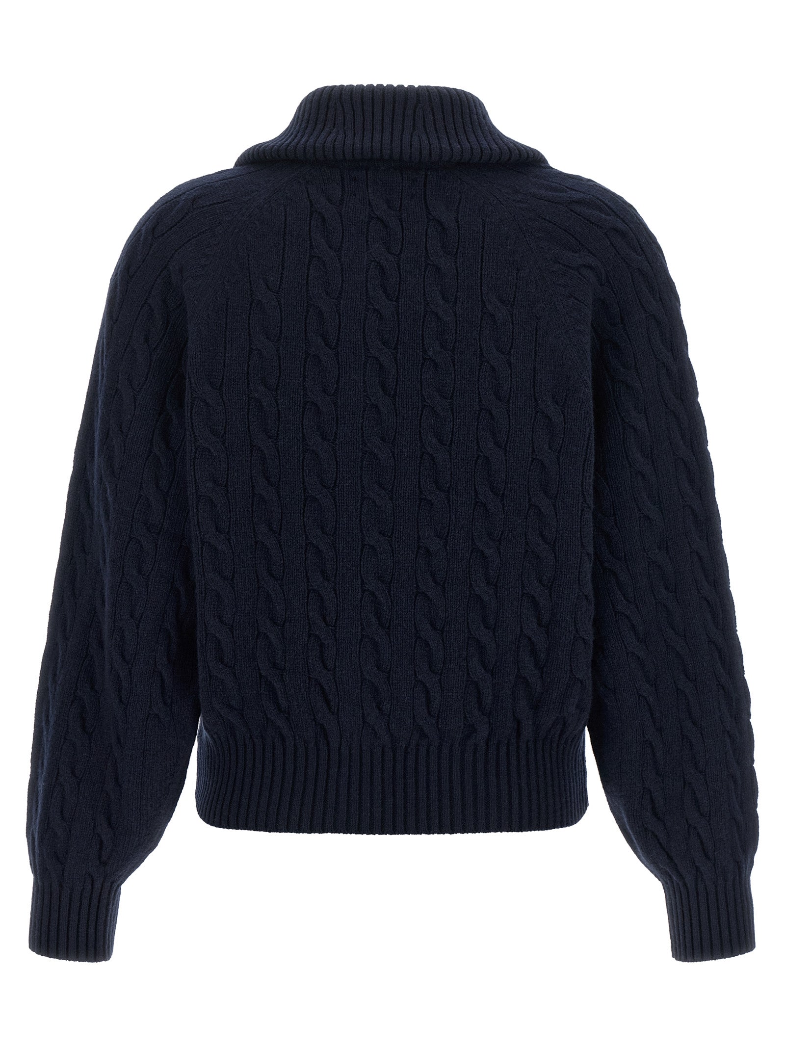 Indulge in the sophistication of the Polo Ralph Lauren Blue Wool Cardigan, crafted from fine Italian wool and cashmere, embodying timeless elegance and exquisite craftsmanship.