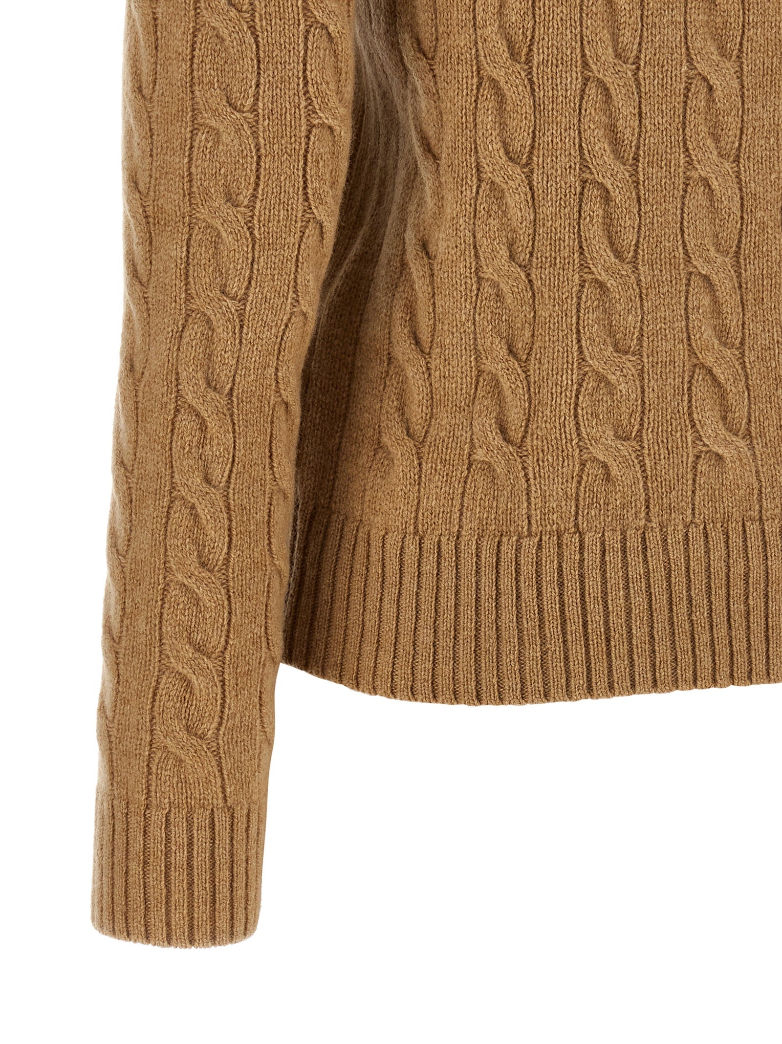 Indulge in the timeless elegance of the Polo Ralph Lauren Beige Wool Cardigan, crafted from a luxurious wool and cashmere blend, embodying sophistication and style.