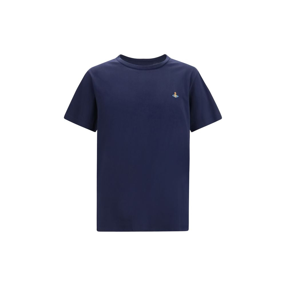 Indulge in the elegance of the Vivienne Westwood Blue Cotton T-Shirt, a masterpiece of soft cotton and iconic design, embodying timeless luxury and sophistication.
