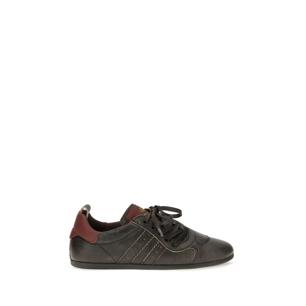 Elevate your style with Vivienne Westwood's Black Calf Leather Bos Taurus Sneakers, a blend of luxurious craftsmanship and iconic design for the discerning individual.