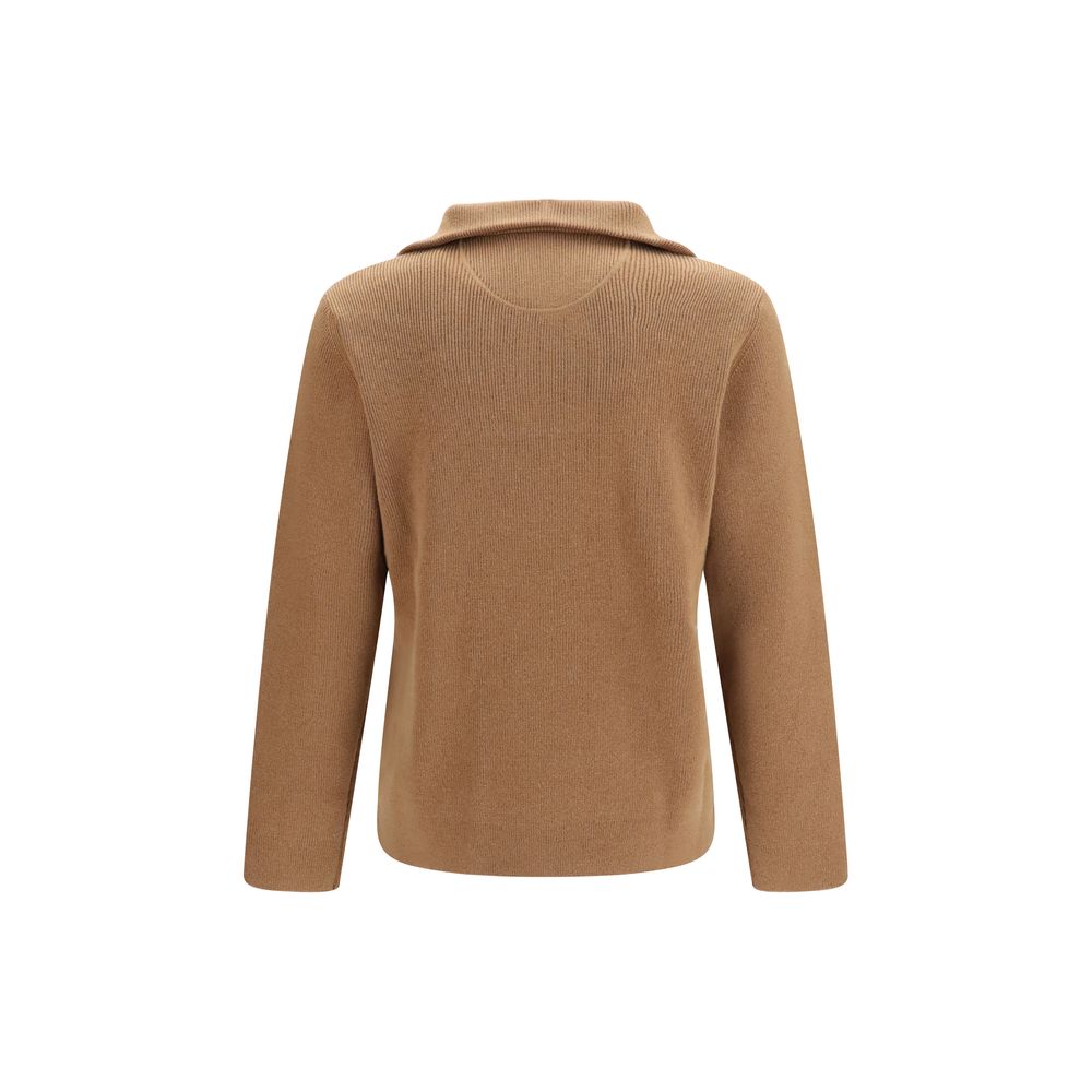 Indulge in the refined elegance of the Valentino Garavani Brown Wool Oves Aries Sweatshirt, crafted from luxurious fleece wool for a sophisticated silhouette that embodies timeless style.