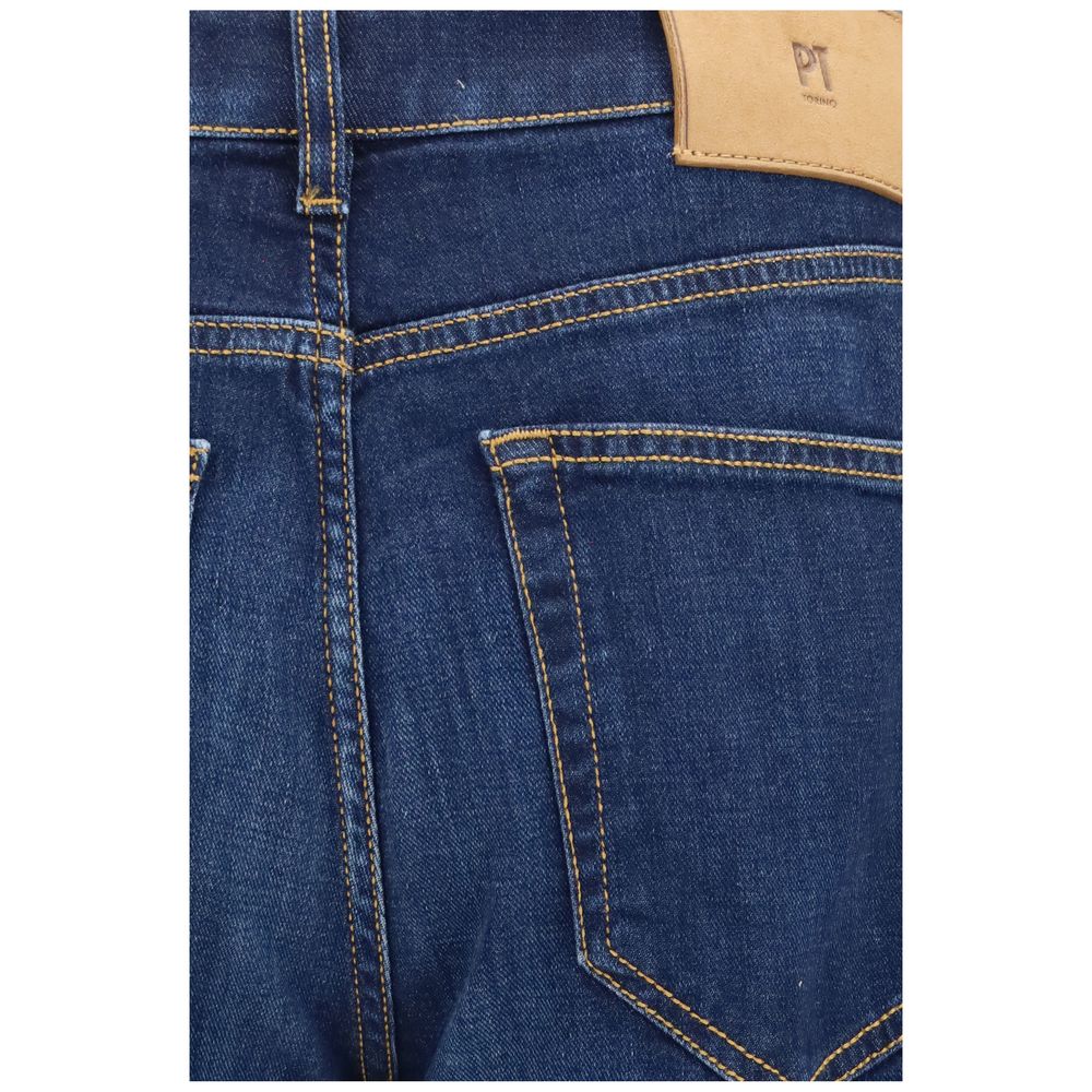 Indulge in the refined elegance of PT Torino Blue Cotton Straight-Leg Jeans, crafted for effortless sophistication and timeless style in every relaxed moment.