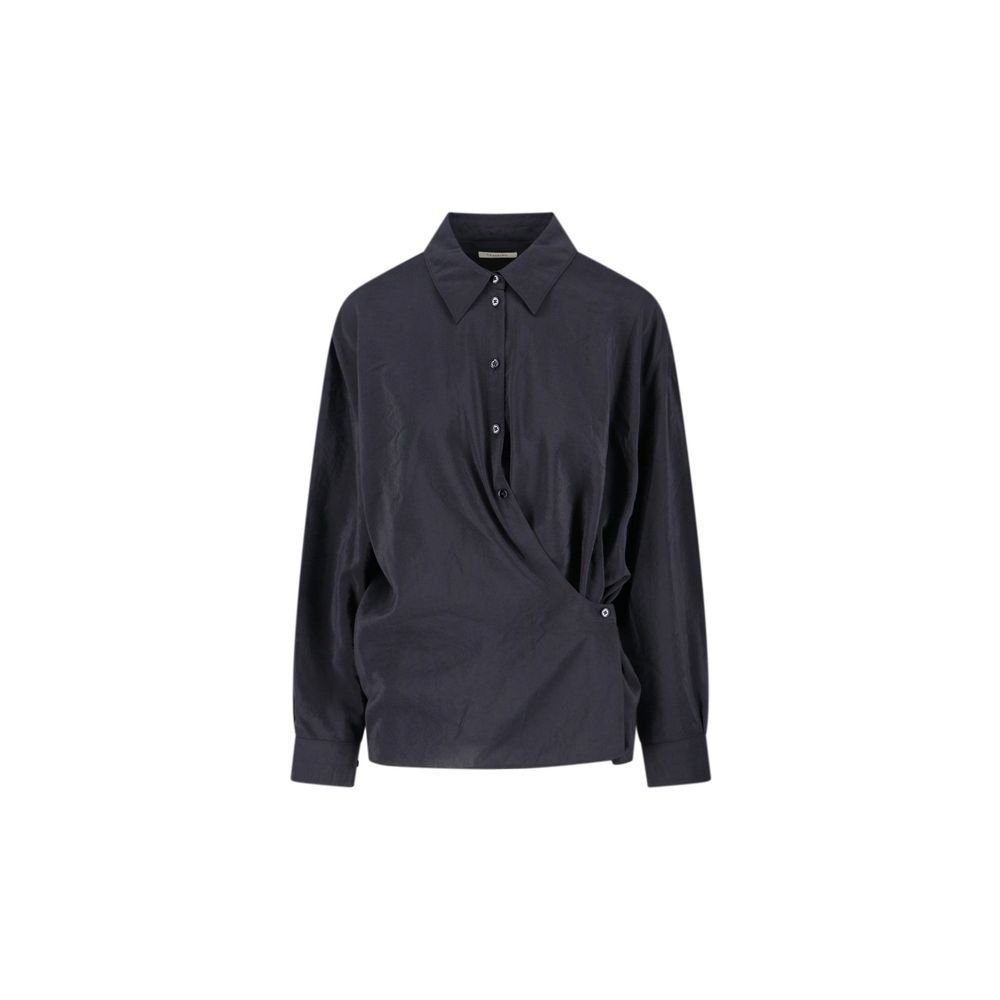 Indulge in the exquisite Lemaire Black Polyamide Shirt, crafted from a luxurious blend of silk and polyamide, embodying timeless elegance and sophisticated allure.