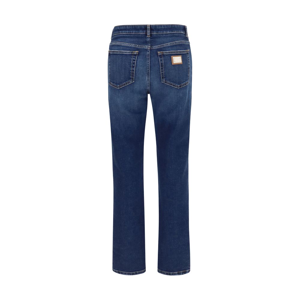 Indulge in the exquisite craftsmanship of Dolce & Gabbana's Blue Cotton Straight-Leg Jeans, a timeless piece that embodies elegance and sophistication for the discerning individual.