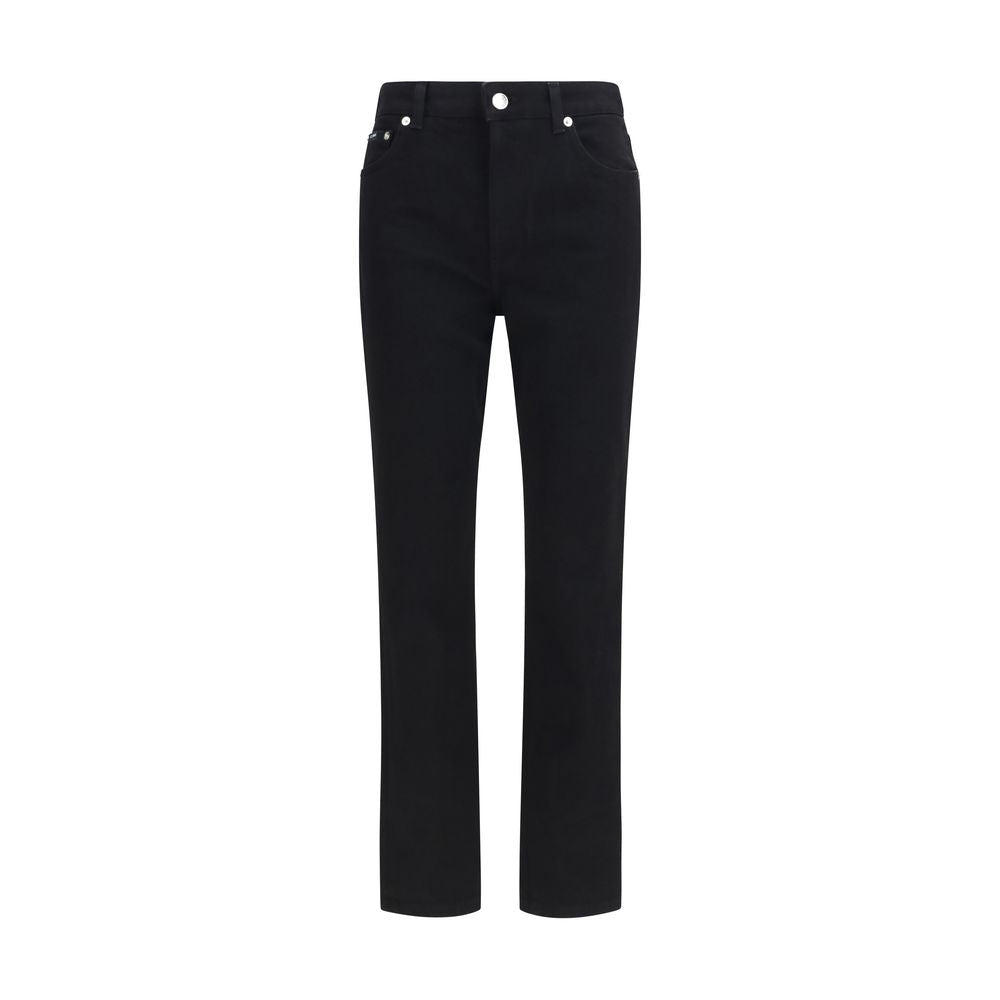 Indulge in the timeless elegance of Dolce & Gabbana's Black Cotton Straight-Leg Jeans, crafted for a sophisticated silhouette that embodies luxury and versatility.
