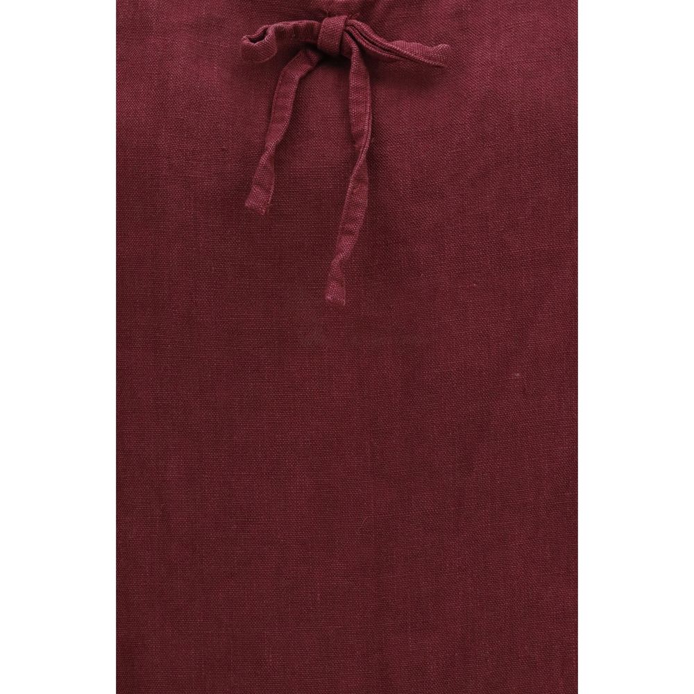 Indulge in the Miu Miu Bordeaux Linen Casual Dress, a masterpiece of textured linen, exuding effortless elegance for those who appreciate refined luxury and timeless style.