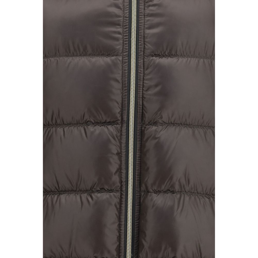 Elevate your mid-season wardrobe with the Herno Gray Polyester Full-Length Jacket, a masterpiece of sophistication and comfort, designed for those who appreciate refined luxury.