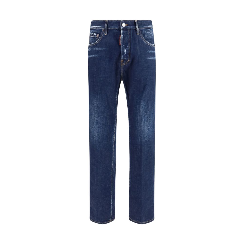 Indulge in the exquisite Dsquared² Blue Cotton Straight-Leg Jeans, where luxurious craftsmanship meets a distinctive silhouette, embodying timeless elegance for the discerning individual.