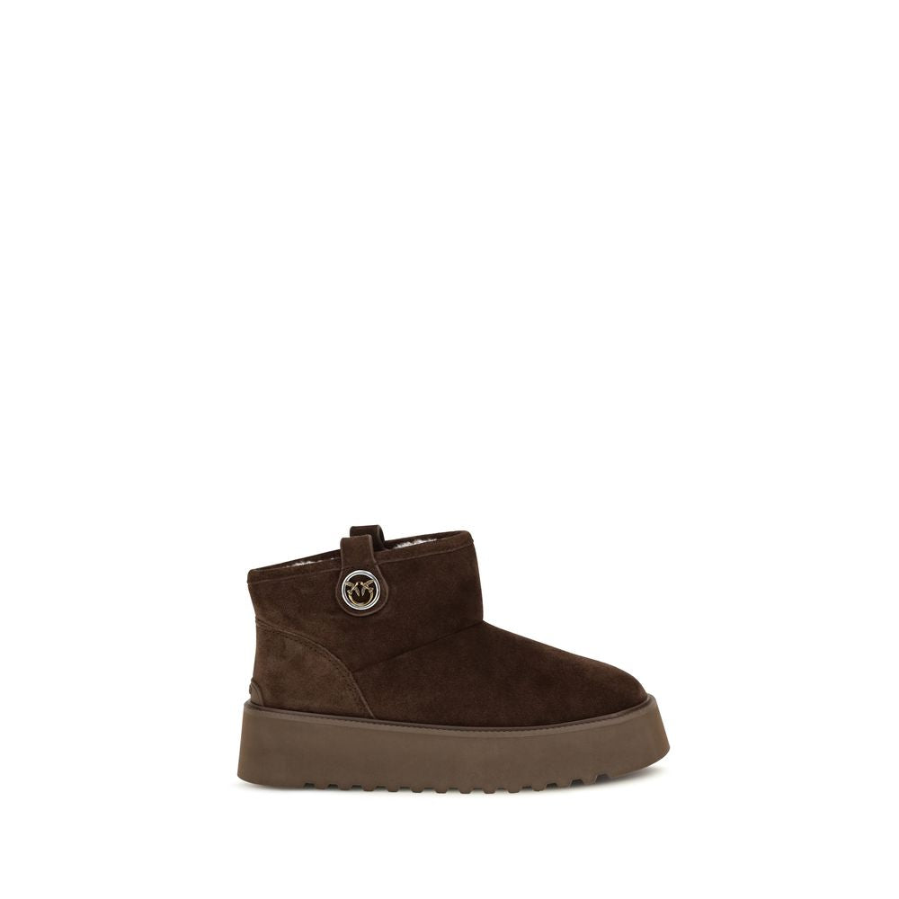 Indulge in the exquisite PINKO Brown Calf Leather Bos Taurus Flat Boots, a masterpiece of craftsmanship and sophistication, elevating your style with timeless elegance.