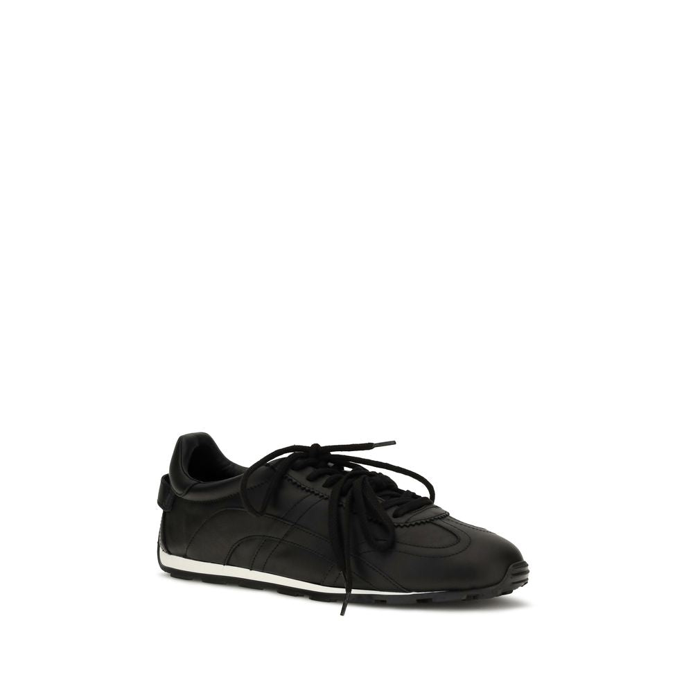 Indulge in the exquisite craftsmanship of Dsquared² Black Calf Leather Bos Taurus Athletic Sneakers, where timeless elegance meets sporty sophistication for the discerning individual.