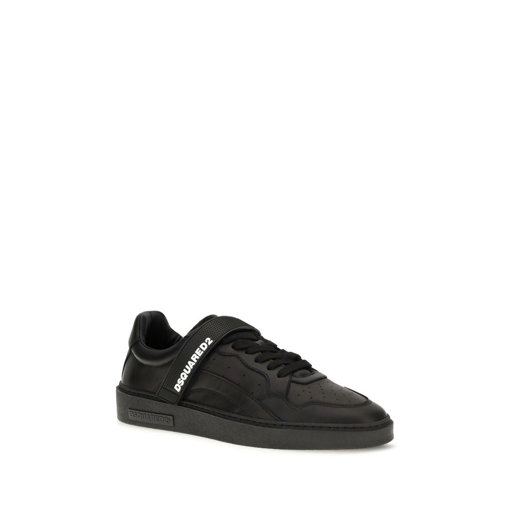 Indulge in the exquisite craftsmanship of Dsquared² Black Calf Leather Bos Taurus Athletic Sneakers, where sporty elegance meets luxurious comfort for the discerning individual.