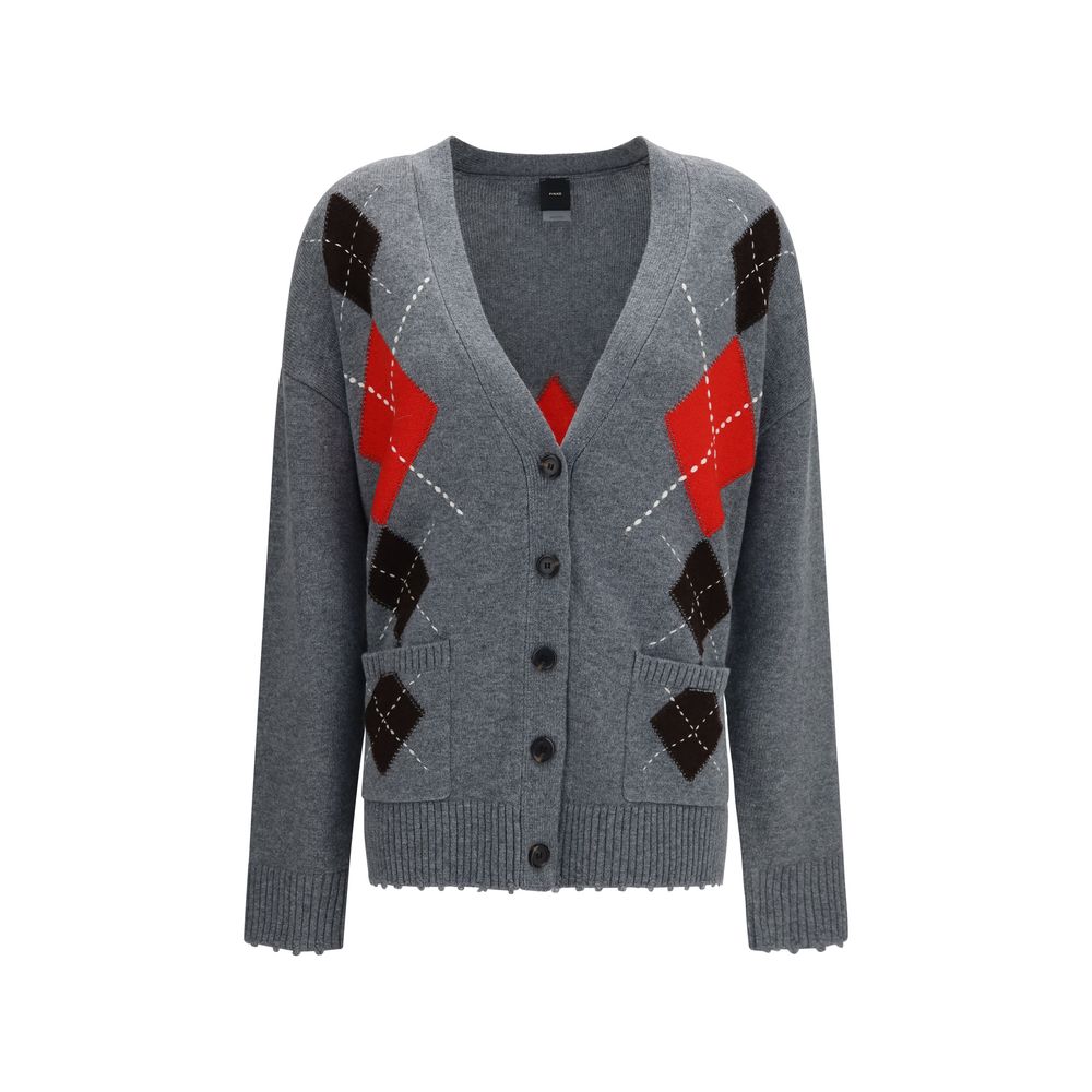 Indulge in the exquisite PINKO Gray Wool Oves Aries Cardigan, a masterpiece of soft wool and cashmere, perfect for elevating your sophisticated wardrobe.