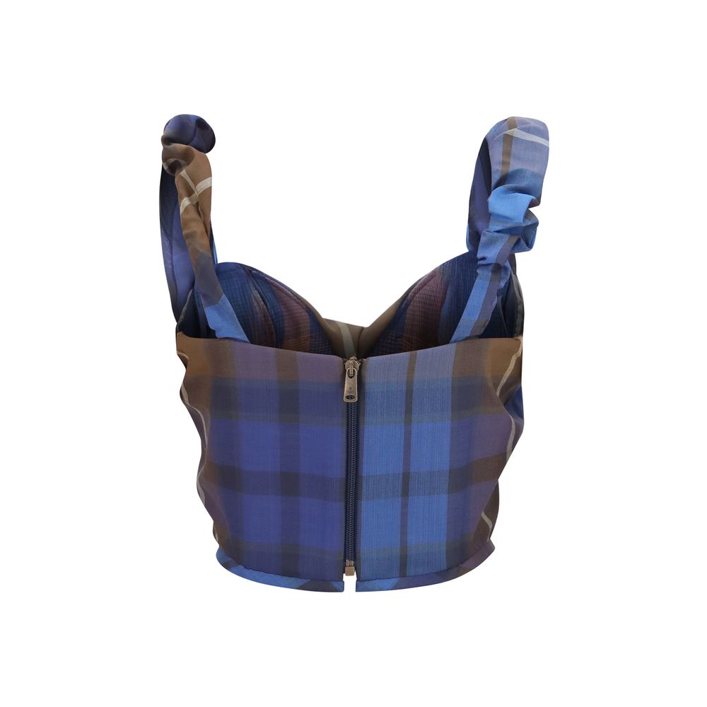 Elevate your silhouette with the Vivienne Westwood Blue Polyester Corset, a masterpiece of structured design that embodies the essence of luxury and sophistication.