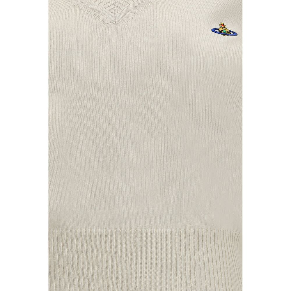Elevate your wardrobe with the Vivienne Westwood Beatrice V-neck Sweater, a luxurious cotton and cashmere blend, embodying timeless elegance and exquisite craftsmanship.