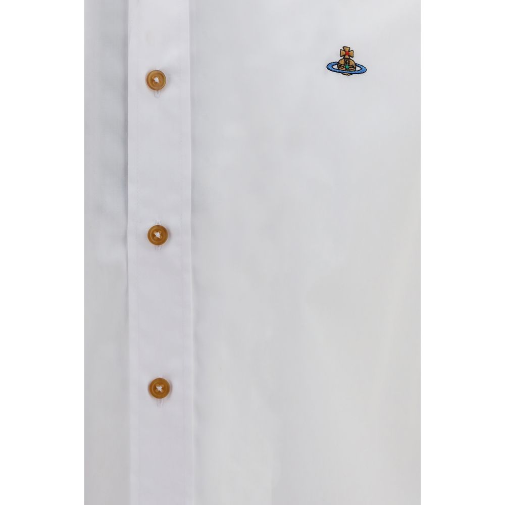 Discover the Vivienne Westwood White Cotton Dress Shirt, a masterpiece of elegance crafted from luxurious cotton poplin, embodying refined sophistication for the discerning individual.