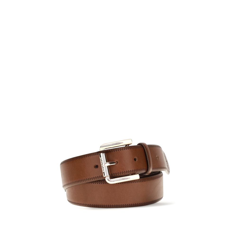 Indulge in the elegance of the Max Mara Brown Calf Leather Bos Taurus Regular Belt, a timeless accessory crafted from luxurious calf leather, perfect for elevating any ensemble.