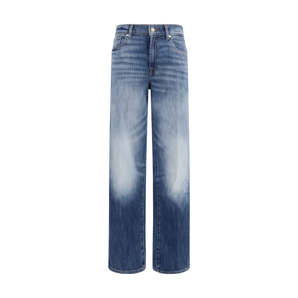 7FOR Blue Cotton Straight-Leg Jeans - Timeless Luxury Denim