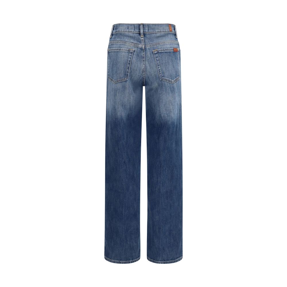 7FOR Blue Cotton Straight-Leg Jeans - Timeless Luxury Denim