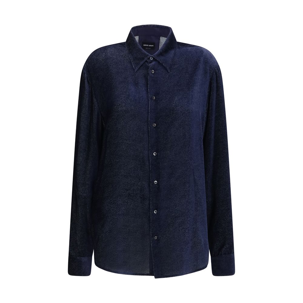 Giorgio Armani Blue Silk Dress Shirt - Exquisite Luxury Fashion
