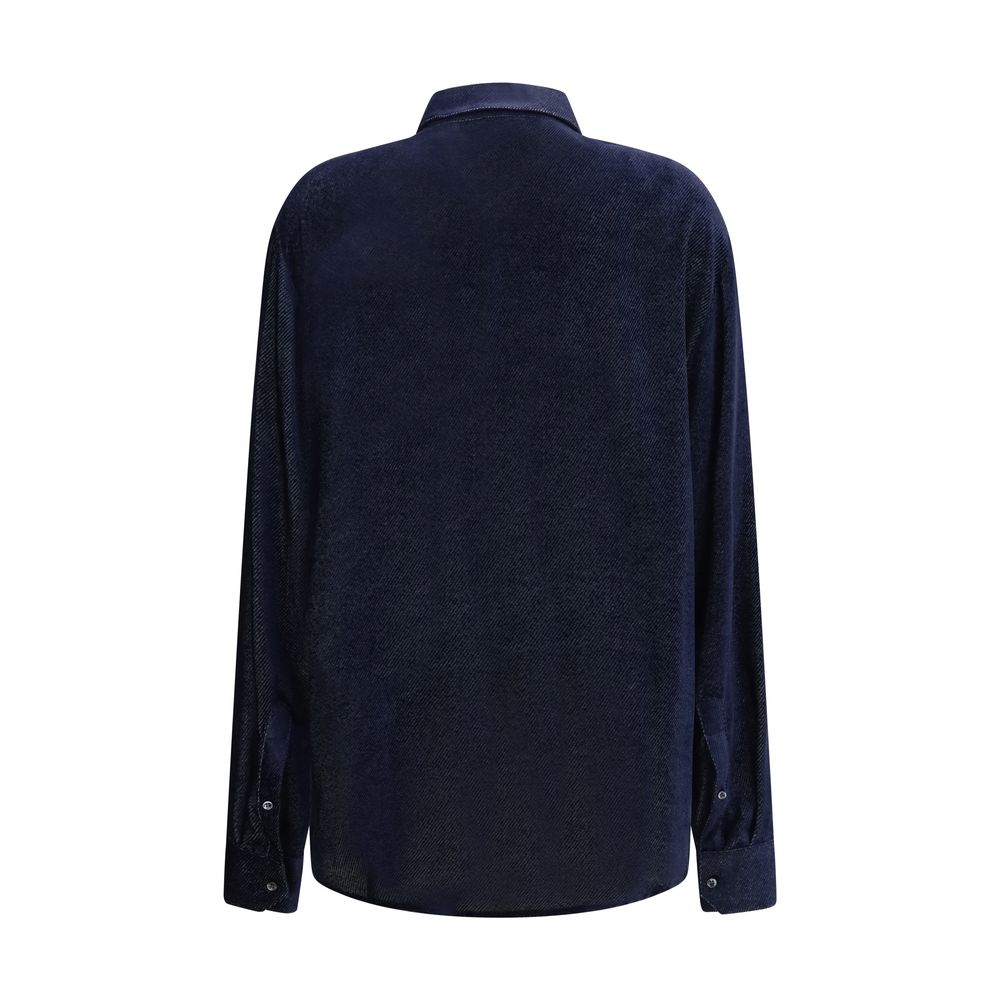 Giorgio Armani Blue Silk Dress Shirt - Exquisite Luxury Elegance