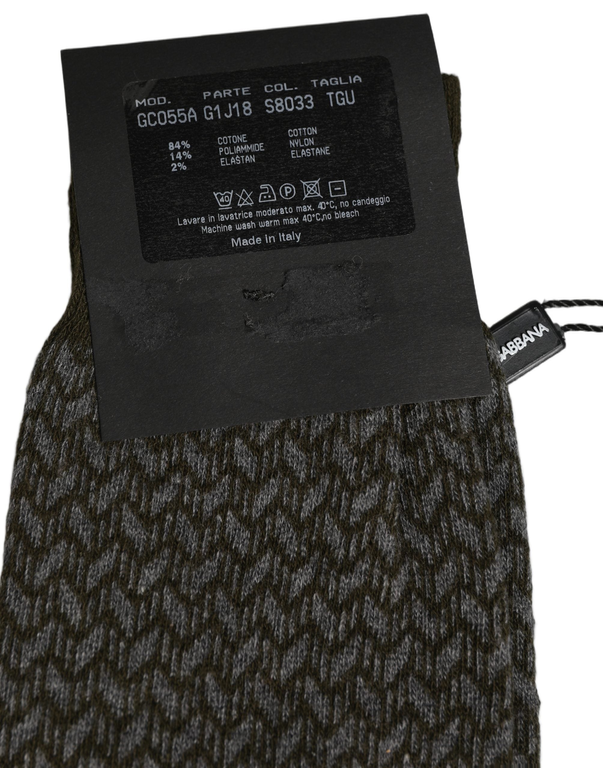 Dolce & Gabbana Dark Gray Cotton Knit Knee High Accessory Socks