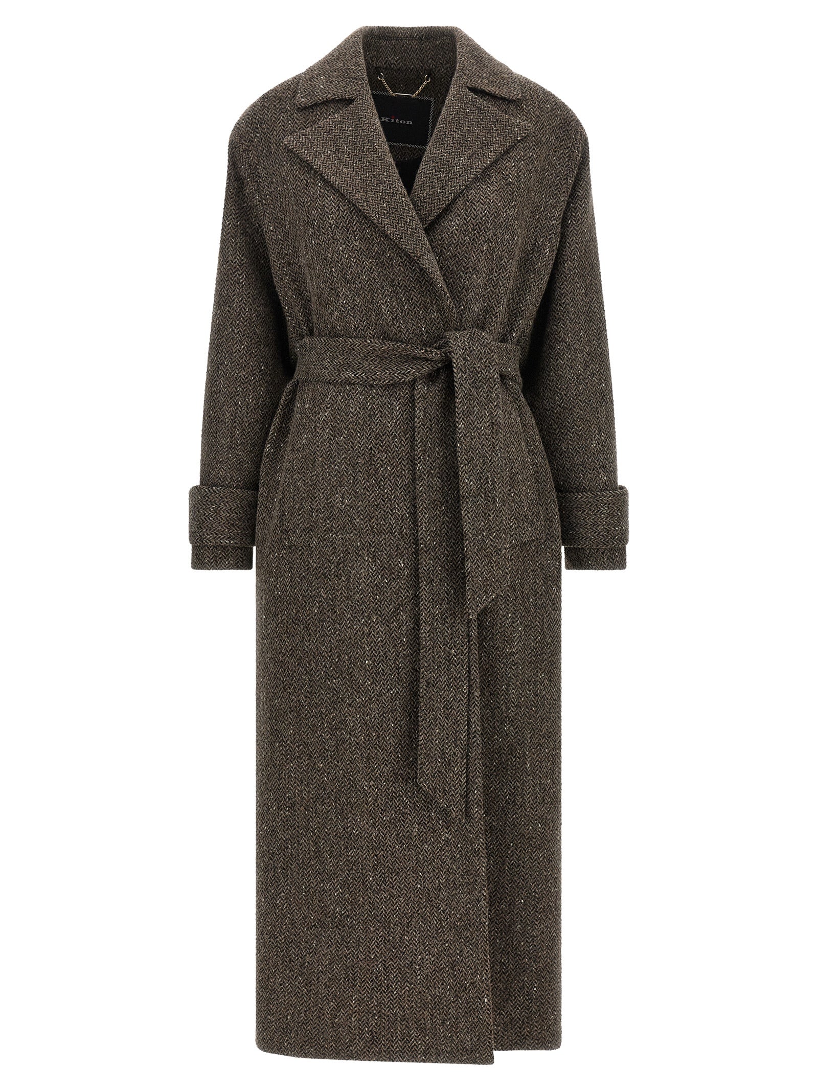 Experience the allure of the Kiton Brown Virgin Wool Coat, a masterpiece in deconstructed elegance, crafted from fine virgin wool for timeless sophistication.