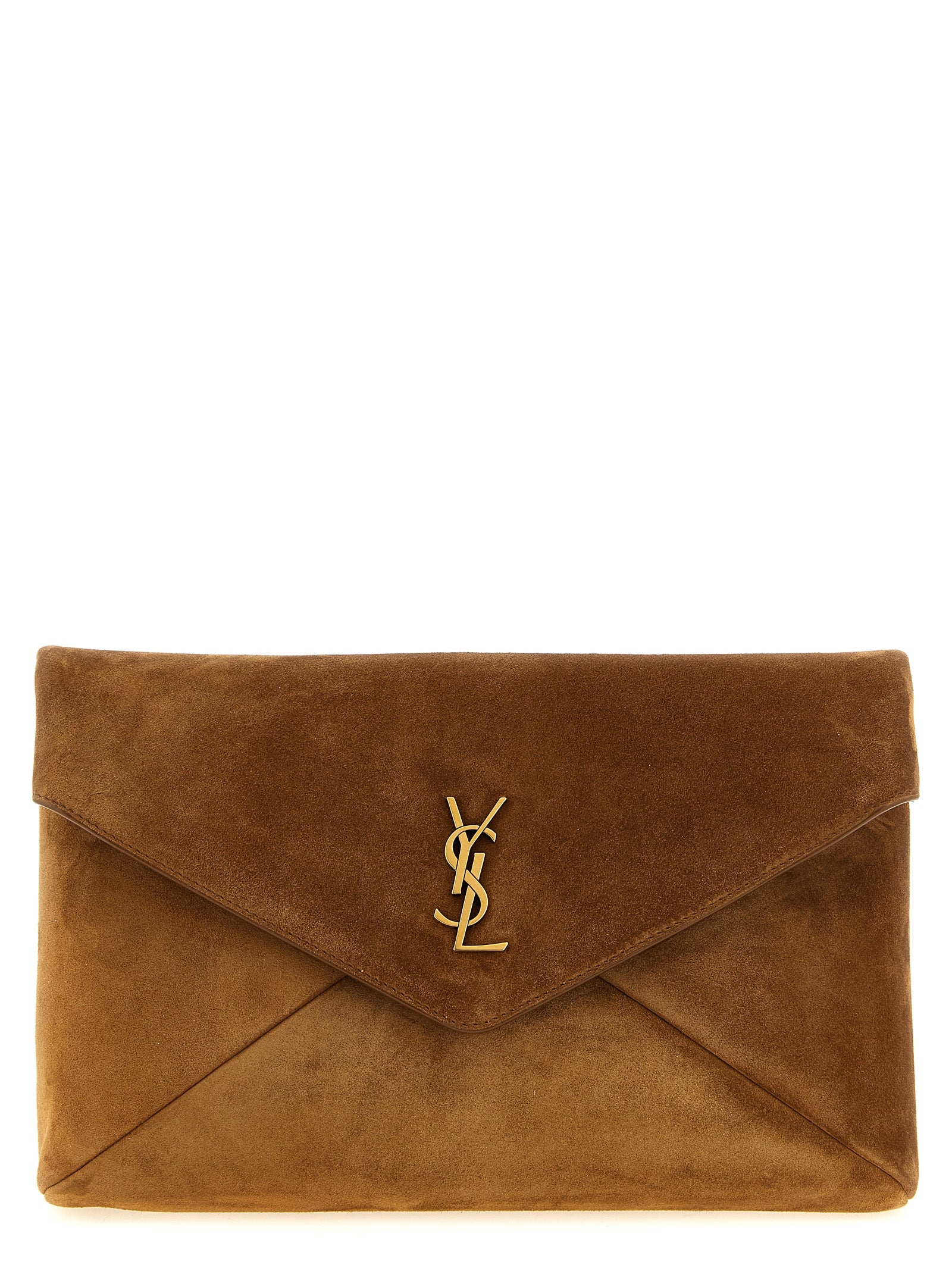 Saint Laurent Brown Calfskin Clutch Bag - Timeless Luxury Elegance