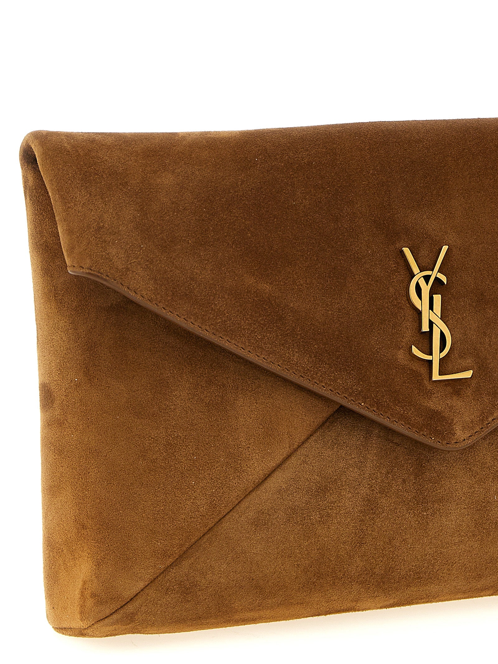 Saint Laurent Brown Calfskin Clutch Bag - Timeless Luxury Elegance