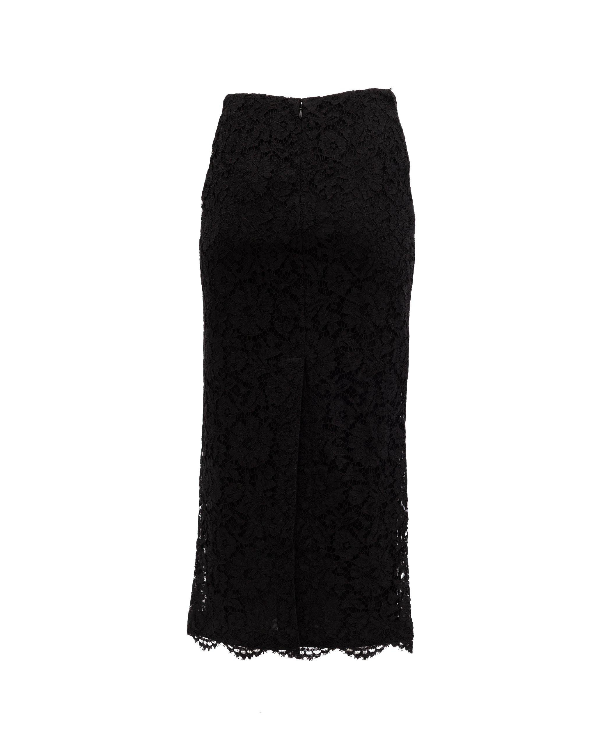 Valentino Garavani Black Lace Midi Skirt - Timeless Elegance