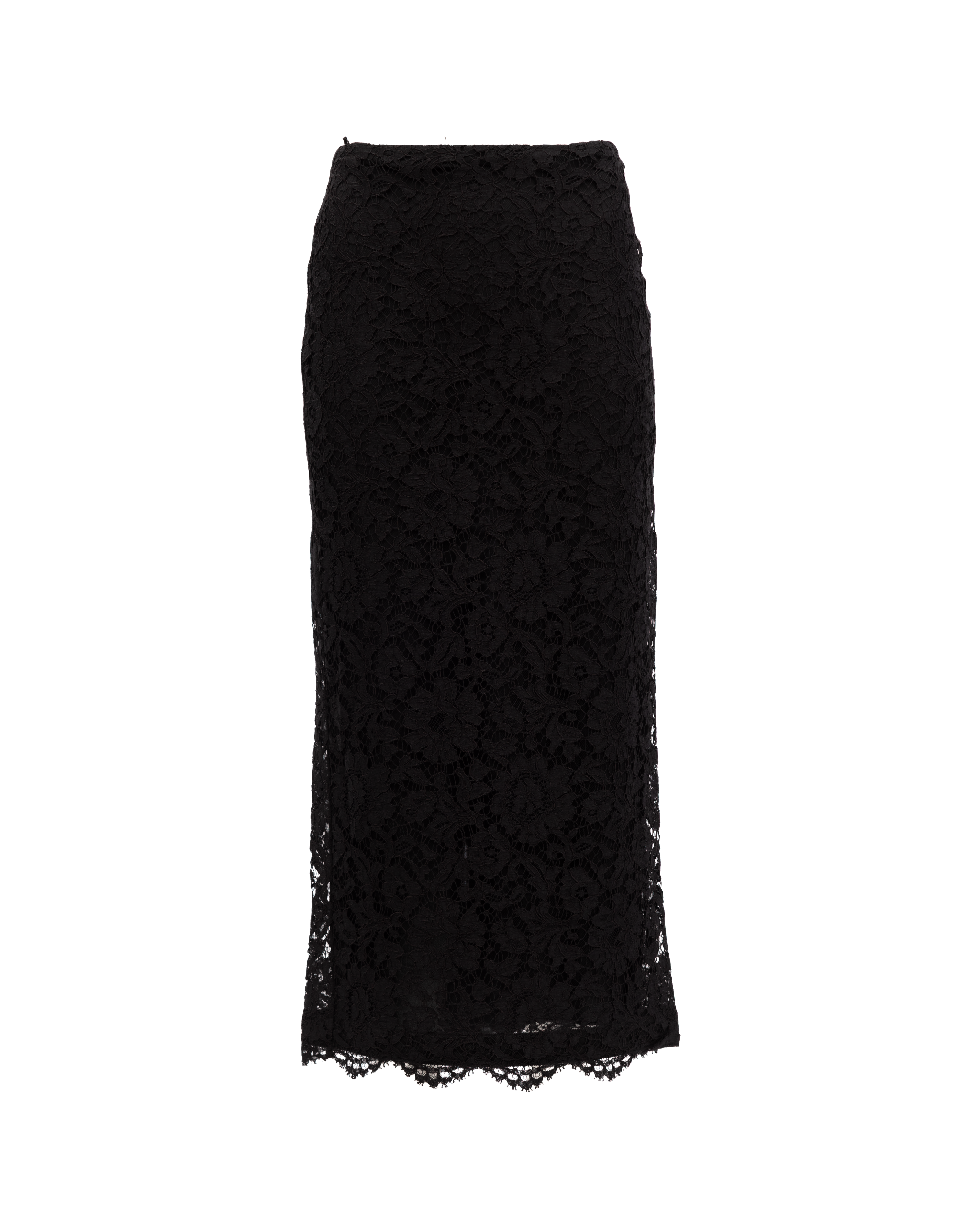 Valentino Garavani Black Lace Midi Skirt - Timeless Elegance