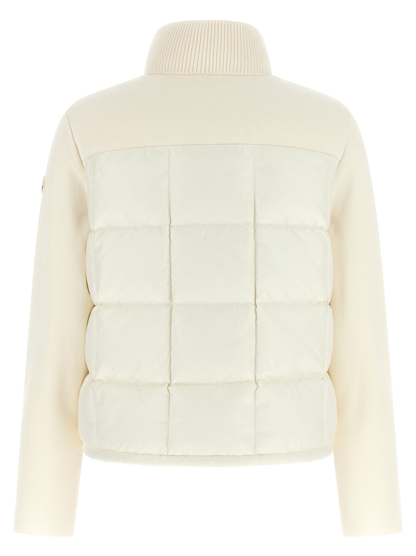 Elevate your wardrobe with the Moncler White Virgin Wool Full-Length Jacket, a fusion of elegance and innovation, crafted for those who embody sophistication.