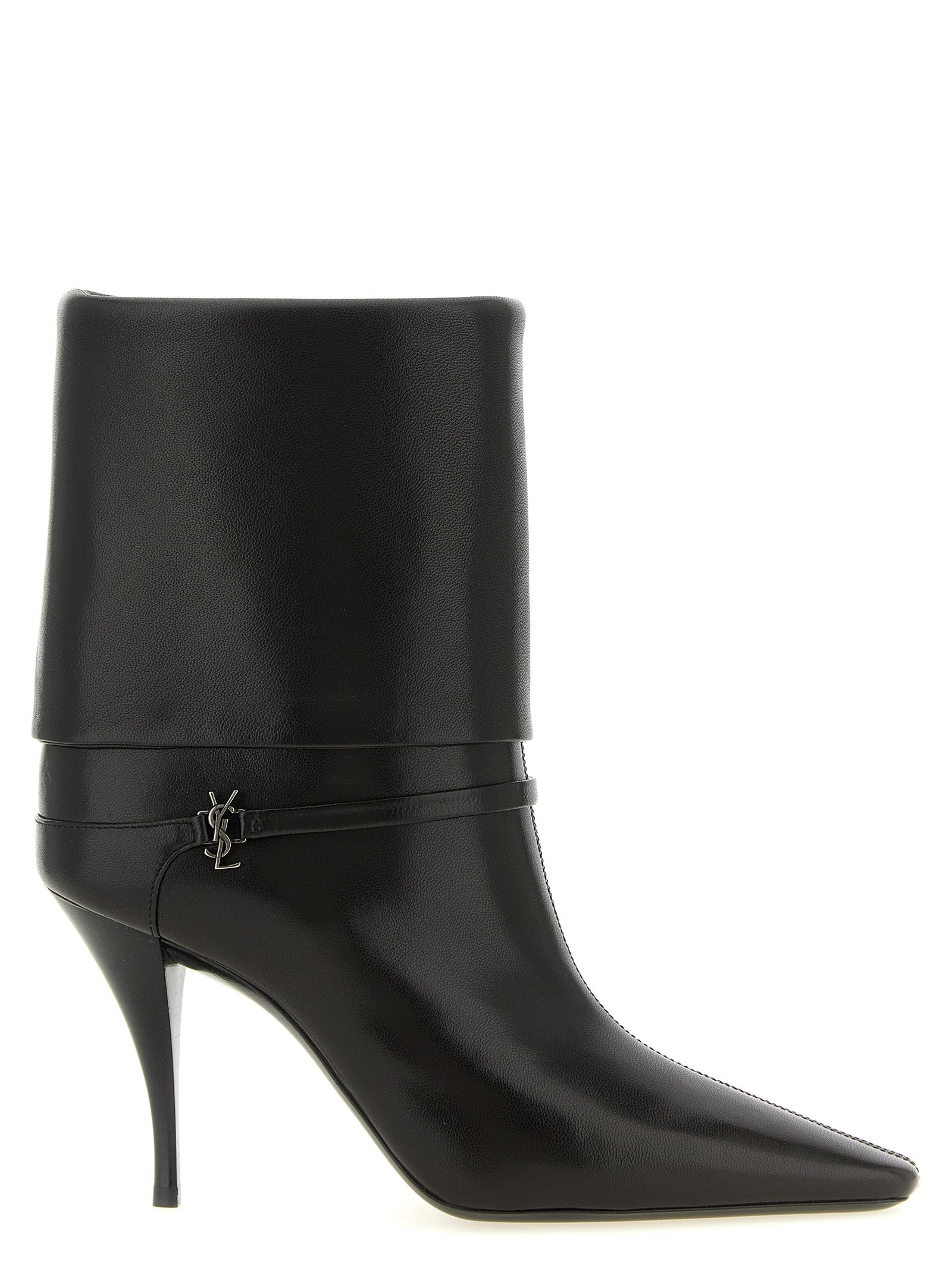 Step into timeless elegance with SAINT LAURENT's Brown Lamb Leather Ankle Boots, where exquisite craftsmanship meets bold sophistication for the discerning fashion connoisseur.