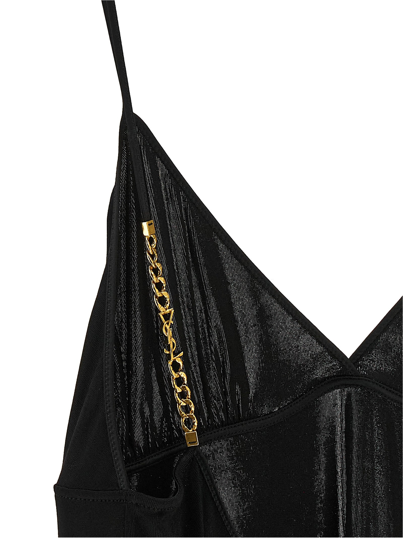 Indulge in the elegance of the Saint Laurent Black Viscose Tank Top, a blend of luxurious viscose and satin, designed for those who embody sophistication and allure.