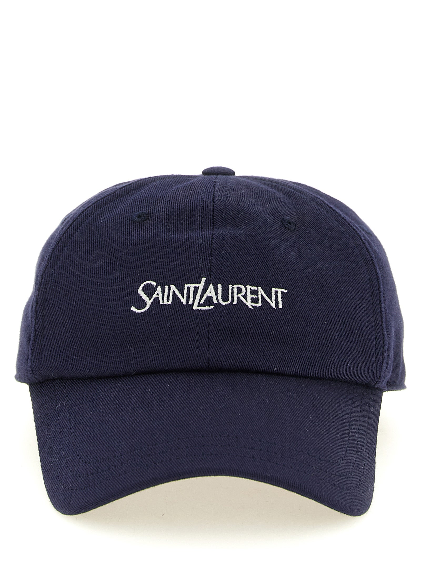 Discover the Saint Laurent Blue Cotton Cap, a timeless accessory crafted from luxurious cotton gabardine, embodying contemporary elegance for the discerning individual.