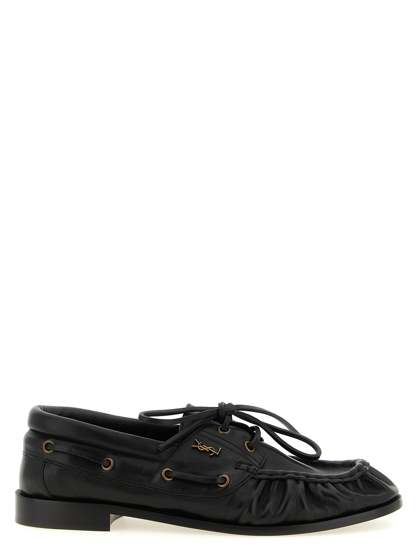 Elevate your style with Saint Laurent's Black Calfskin Slip-On Loafers, where exquisite craftsmanship meets timeless elegance, perfect for the discerning individual.